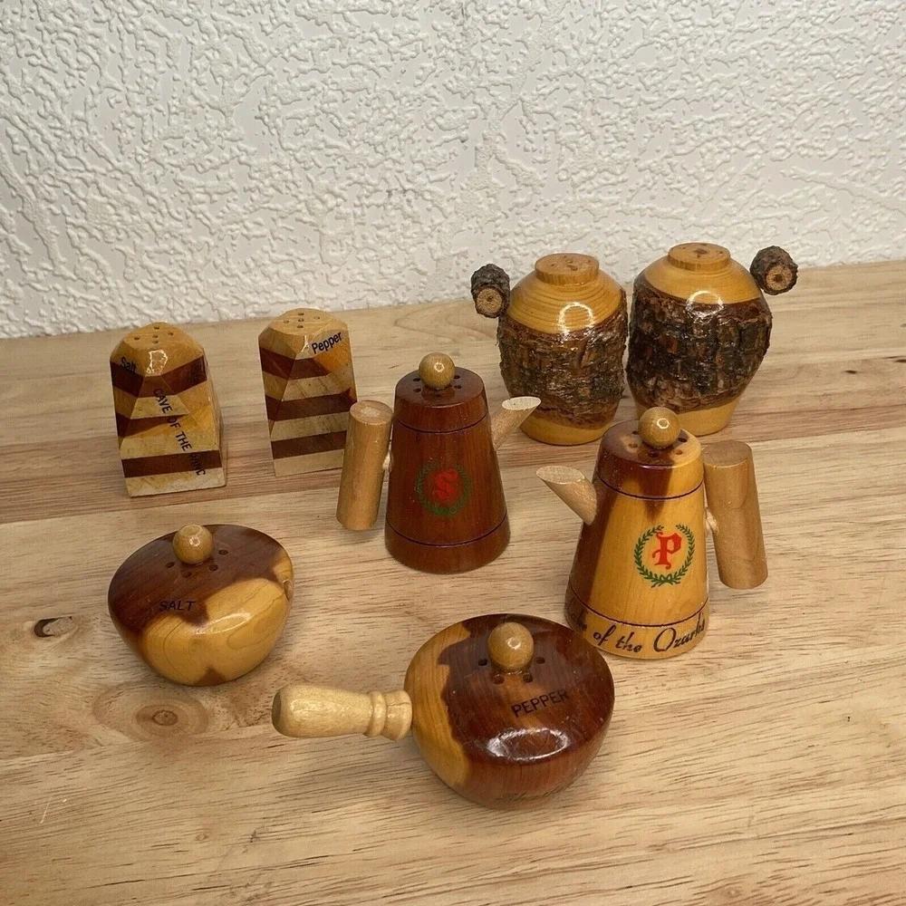 VTG‎ Handmade Lassen Volcanic National Park Lot 8 Salt Pepper Shakers USA Wooden